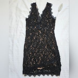 A.PEACH BLACK LACE MINI DRESS
